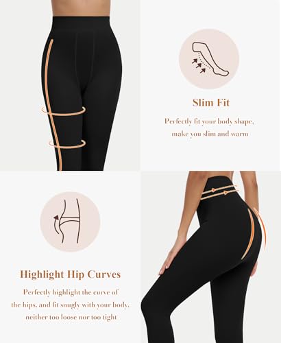 RISSCAN Fleece Lined Tights for Women Warm Control Top Pantyhose High Waist Thermal leggings Stirrup Footed Tights2