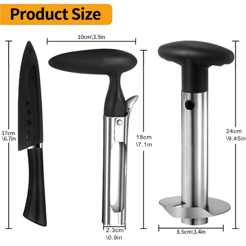 Pineapple Corer and Slicer, Stainless Steel Apple Pineapple cutter and corer Set, with Pineapple Slicer, Apple Corer and Fruit Cutter, Pineapple Apple corer tool kitchen