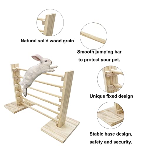 image for Acsist Rabbit Jump Bar Natural Wood Activity Toys Set Adjustable Heigh