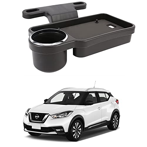 Image of Oshotto (FT-04) Foldable Car Auto Headrest Rear Back Seat Table Drink Food Cup Tray Holder Compatible with Nissan Kicks - Black