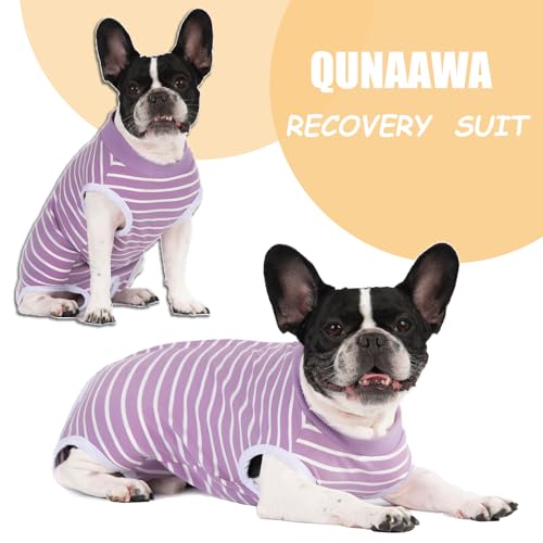 Image of Recovery Suits for Small Dogs, Dog Cat Surgery Suits Prevent Licking Double Care Abdominal Protection Onesie for Female Male (Purple, Small)