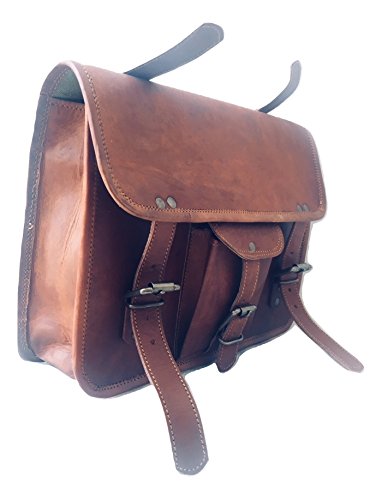 Genuine Goat Leather Messenger Satchel Motorcycle Tool Bag Brown Handlebar Sissy Bar Travel Bag Saddlebags Panniers #TOP6