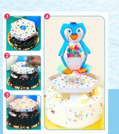 Image of Homebakers Mart Penguin Theme Pop-Up Candle Birthday Explosion Box | Creative Kids Birthday Decoration Box