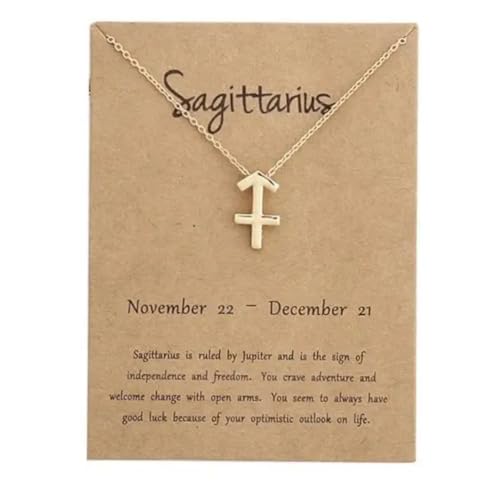 Sagittarius Zodiac Symbol Necklace, Gold-Toned Chain, Horoscope G...