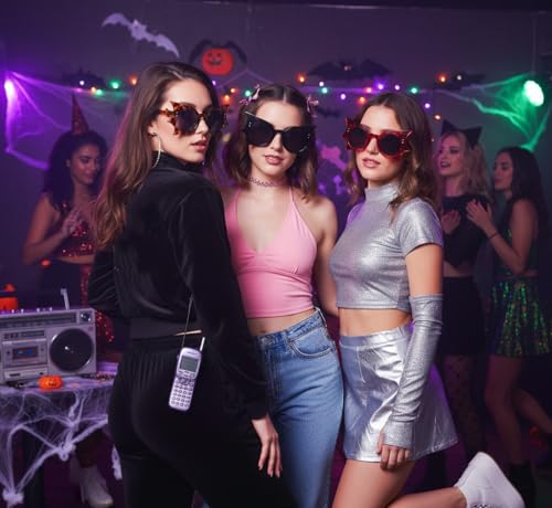 FEISEDY Women Men Funny Sunglasses, Butterfly Shaped Bat Shades for Halloween and Party B41422