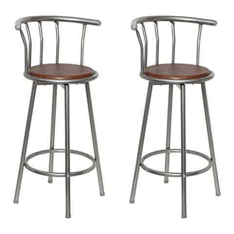 vidaXL Brown Steel Bar Stools with MDF Seats Cover