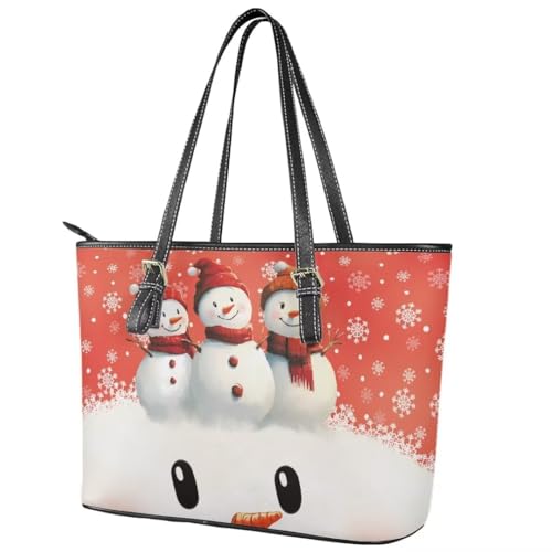 Image of Coldinair Christmas Leather Tote Bag for Women with Zipper Large Shoulder Tote Bag Shopping Casual Travel Bag Handbag Purse