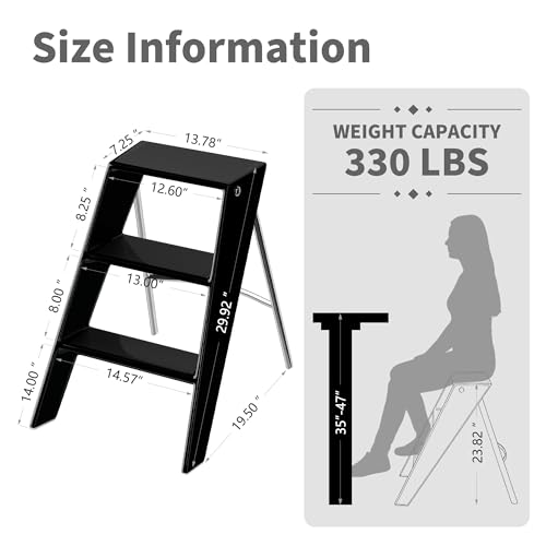 HOTEAGLE Modern Folding Chair - Multifunctional Design Doubles as Step Stool & Storage Shelf, Sturdy Engineering Plastic for Kitchen, Dining & Bistro,White - image 5