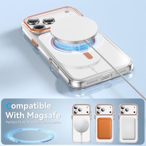 Coque magnetique transparente iPhone 17 et 16 Pro Max bleue anti-choc