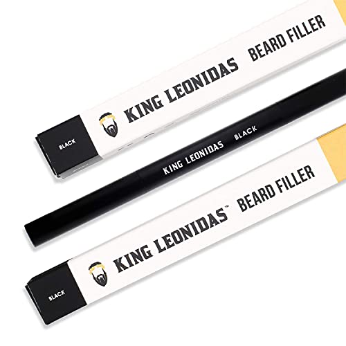 KING LEONIDAS Black Beard Pencil Filler For Men | Fill, Sharpen & Define Your Patchy Beard | Beard Pen Also in BROWN | Water Resistant Beard Filler Pen | Beard Coloring For Men | Beard Boost Facial Hair & Beard Dye