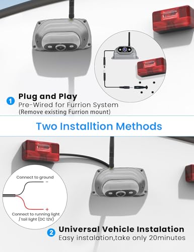 Image of Wireless Backup Cameras System with 10.26 inchPre-Wired for Furrion System 1080P HD IPS Touch Screen-No Delay,IP69K Waterproof,Super Night,Wide Split Screen 2-Channel for Reversing RV,Trailer,Camper,Truck