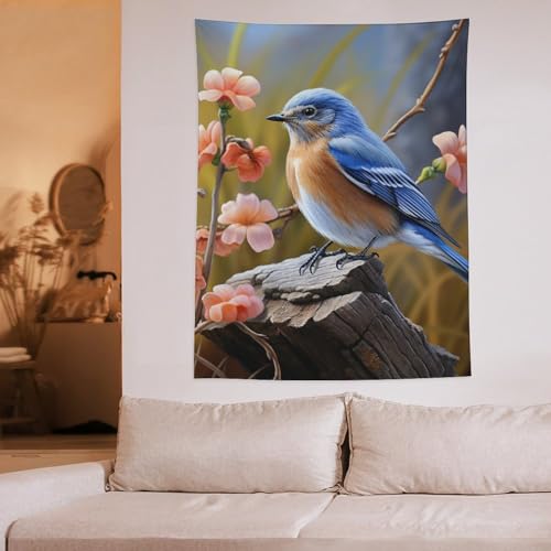 Tenture murale oiseau bleu oriental imprimé esthétique grand format - 6