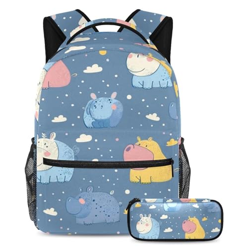 Sac à dos hippopotame coloré grand format idéal pour l'école