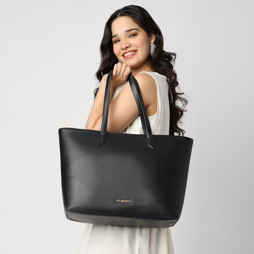 Image of Fastrack Core Tote Laptop Bag For Women | Tan Faux Leather Bag | Fits Upto 15 inch Laptop | Ladies Handbag with Zipper Closure & Utility Pockets
