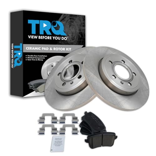Image of TRQ Rear Brake Pad and Rotor Set Ceramic Compatible with 2009 Audi A4 A4 Quattro
