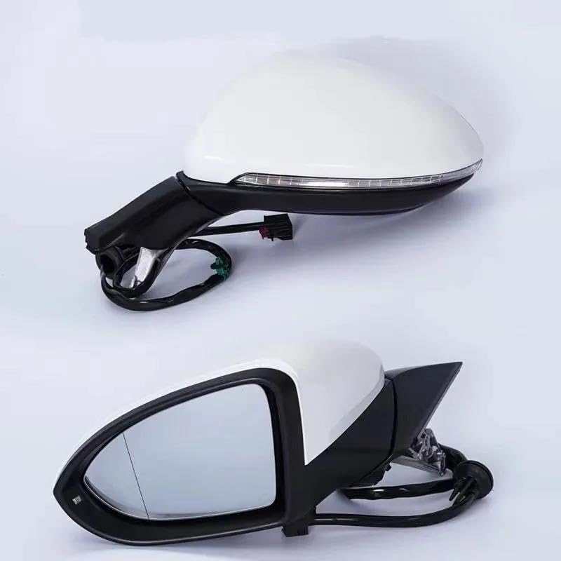 Espejos Retrovisores Completos Espejo Retrovisor Plegable Eléctrico Para Coche, Espejo Calefactable Con Luz Para Golf 7 MK7 2014-2016 5GG857507A Montaje Espejo Retrovisor Coche(6-wire,Blanco Derecha)