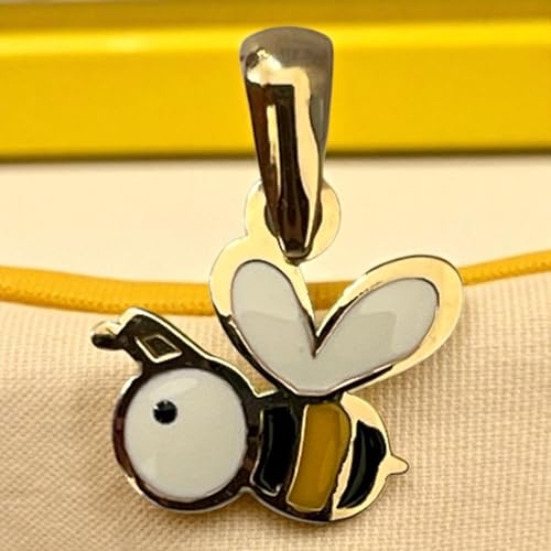 14k Yellow Gold Enamel MINI Bumble Bee Charm Pendant4