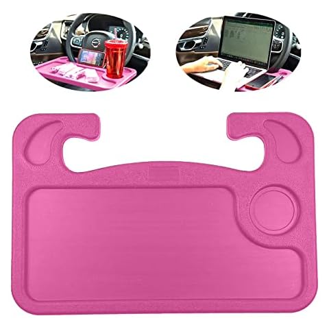 Steering Wheel Tray,Car Desk for Writing,Laptop,Tablet,iPad or Notebook with Pen Slot,Food Eating Table Trays,Fit Most Vehicle Steering Wheels(Pink) Cover