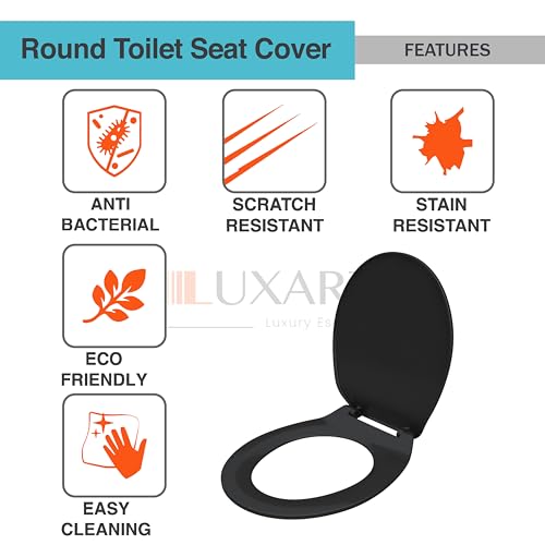 Image of LUXART Toilet Seat Cover 17.9L x 14.5W Inc Indian Commode Oval Seat Cover With Round Edge | EWC Non Soft Close Commode Cover With Installation Kit | PP Western Toilet Cover For Bathroom Commercial Use