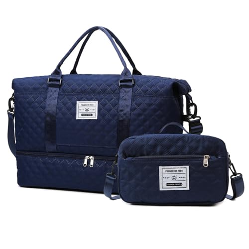 Expandable Weekender Bag for Women - Waterproof Large Capacity Travel Duffle with Multi-Compartment Organizer, Weekend Trips & Business Travel (dark blue)