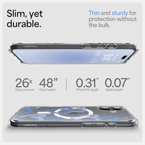 Image of Spigen Ultra Hybrid MagFit Back Cover Case for iPhone 16, MagSafe Compatible, Air Cushion Technology - PC+TPU | Hearts Denim