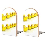  Gelbes Badeentenspielzeug aus Gummi auf weißem Bücherregalhalter, Buchstützen, Buchständer für Schule, Zuhause, Büro, Schreibtische, Bibliothek, Bücher, Filme, DVDs, Akten, Zeitschriften S