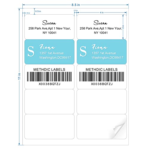 Methdic Shipping Labels 2"×4" 1000 Labels Sticker Paper For Laser/Ink Jet Printer Mailing Labels 8.5"×11" White 10 Per Sheet #TOP1