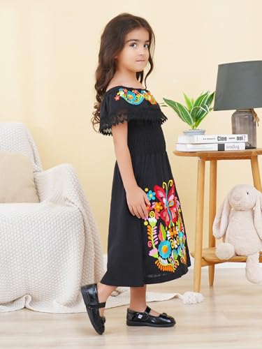 Image of Mexican Dress for Girls Traditional Vestidos Mexicanos Cinco de Mayo Embroidered Dresser Toddler Kids