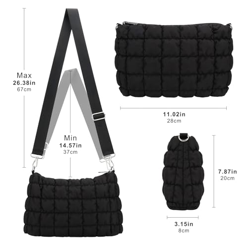 E-Tree Quilted Crossbody Bags for Women Men, Puffer Handbag Purse with Shoulder Strap4