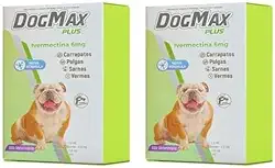 DogMax Plus - Ação 4 em 1 - Remédio para pulgas, carrapatos, vermes e sarna 8 Comprimidos 30kg