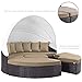 Modway Quest Wicker Rattan Outdoor Patio Canopy Sectional Daybed in Espresso Mocha