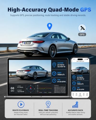 Image of 4K+2.5K+2.5K Dash Cam, IMX675 STARVIS 2 Dash Camera 3-Channel, Free 64GB Card, Dashcam with 5G WiFi GPS, G-Sensor,Loop Recording, HDR, 24H Parking Monitor, Car Dash Cam for Rideshare & Taxi