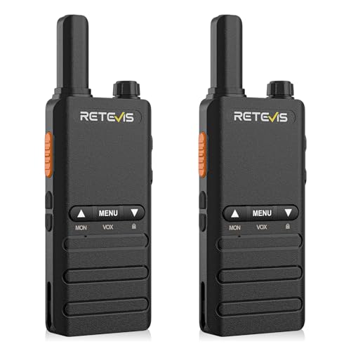 Retevis B63B Walkie Talkie, PMR446 Walkie-Talkie con 3 Botones Frontales, VOX, B63S 2.0 1620mAh, 16 Canales, Radio Bidireccional Resistente para Viajes, Camping (2 Pcs, Negro)