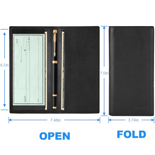 CASMONAL Premium Leather Checkbook Cover for Men and Women Checkbook Holder Wallet RFID Blocking4