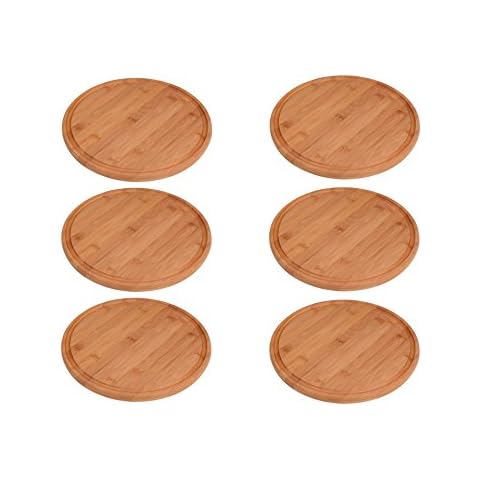 GRÄWE® 6 Stück Fleischteller mit Saftrille aus BAMBUS (/) 25 cm Cover