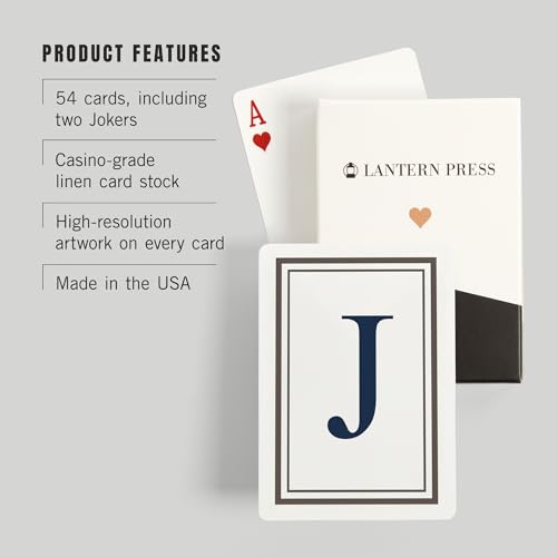 Lantern Press Monogram, Estate, Gray and Blue, 52 cartas de póker miniatura 3