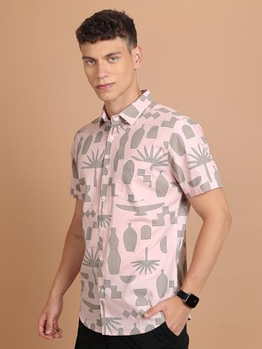 Image of Highlander Men's Slim Fit Shirts | Printed | Half Sleeves | Spread Collar | Casual Shirts | Stylish Shirt