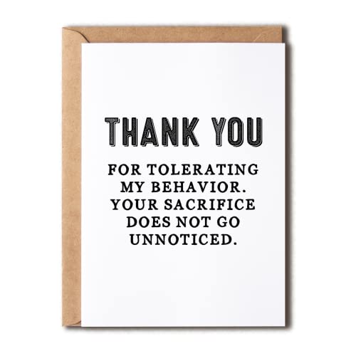 EruditeGifts Thank You For Tolerating My Behavior - Thank You Card Funny - ӃJ[h - VOTL[J[h -