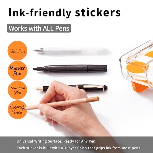 Image of 300 PCS of 1-inch Orange Dot Stickers with Sticker Dispenser, Round Coding Labels Circle Dots Labels Stickers for Office, Classroom,Small Business,Papers