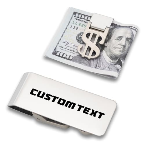 Personalized Money Clip, Custom Stainless Steel Wallet for Men with Engraved Name, Customized Cash Clip Gift for Father’s Day (Custom TXT)