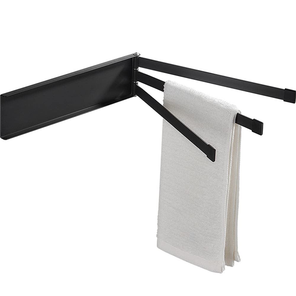 Porte-serviettes mural rotatif 3 bras en acier au carbone noir
