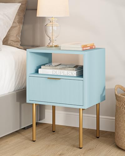 HEYZOEY Nachttisch, Nachtschrank mit 1 offenen Ablagen und 1 Schublade, Modern Nachtkästchen, Boho Nachtkommode für Schlafzimmer… – Ansicht 1