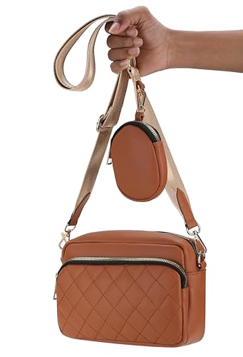Image of K London Women's Cross Body Sling Bag with Pouch faux Leather Sling Bag for Women - Girls Travel Crossbody Bags with Adjustable Strap - Ladies Shoulder Purse Stylish Handbag