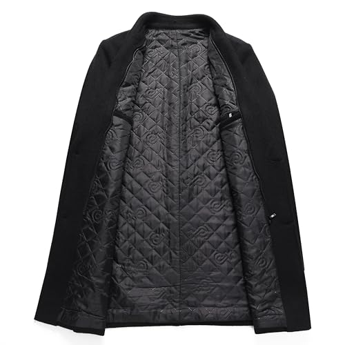 Image of PRIJOUHE Men's Wool Coat Hoodie Long Trench Coat Cotton Casual Woollen Overcoat Jacket