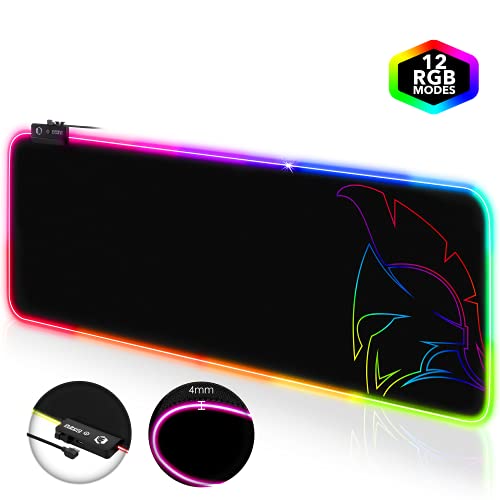 Tappetino per mouse Gamer Dark Rainbow RGB LED 12 modalità di illuminazione-Mouse Pad Retroilluminazione–Idroresistente Gomma antiscivolo–PC/Mac/Laptop-800 x 300 x 4 mm - Mousepad - Immagine 3
