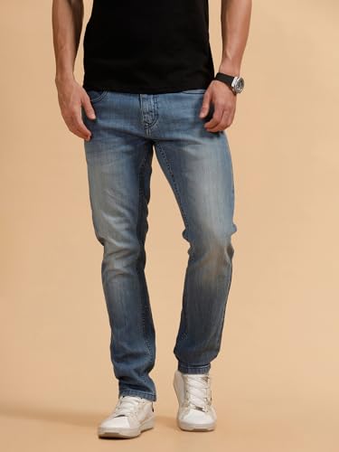 Image of WROGN Men's Stretch Cotton Jeans | Solid | Slim Fit