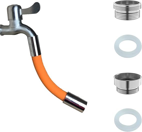 Image of Universal Foaming Extension Tube 360 Free Bending Faucet Lengthening Extender Adjustable Sink Drain Extension Tube Bathroom Faucet Extender (30CM, Orange)