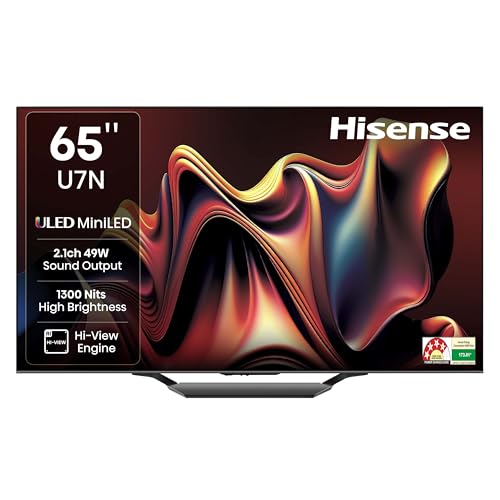 Image of Hisense 164 cm (65 inches) U7N Series 4K Ultra HD Smart QLED Mini LED TV 65U7N (Black)