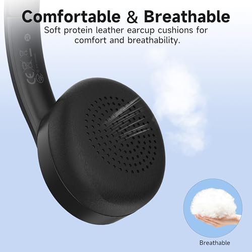 AOC Wireless Headset with Mic for Work, Bluetooth 5.4 Headphones with Noise Canceling Microphone, USB C, 30H, Clear Calls & Mic Mute for PC, Laptop, Cell Phones, Zoom - Black - Image 5