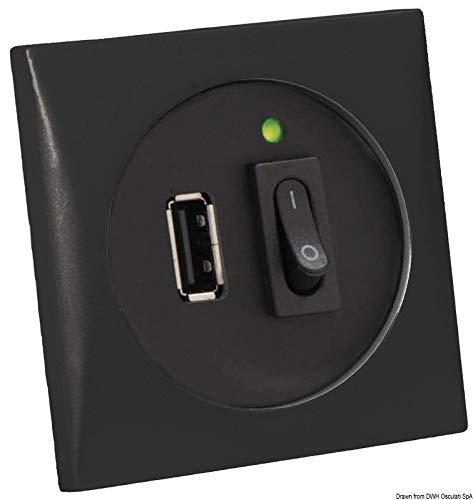 Prise USB 5 V noire Batsystem connecteur encastrable chargeur habitacle